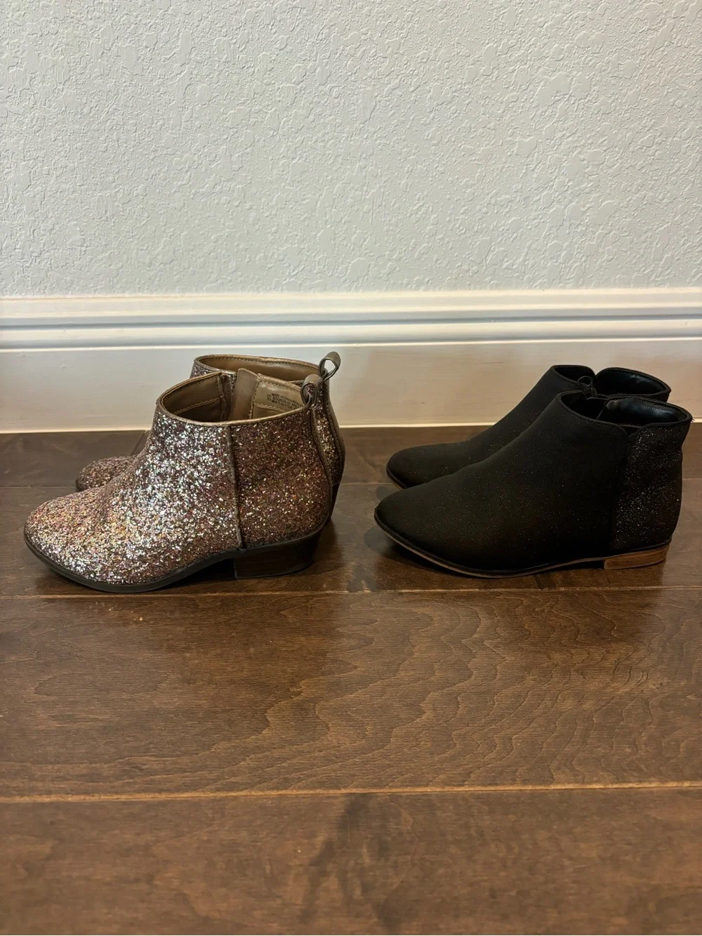 Old Navy Kids Glitter Ankle Boots - Rose and Cat and Jack Ankle Boots- Black